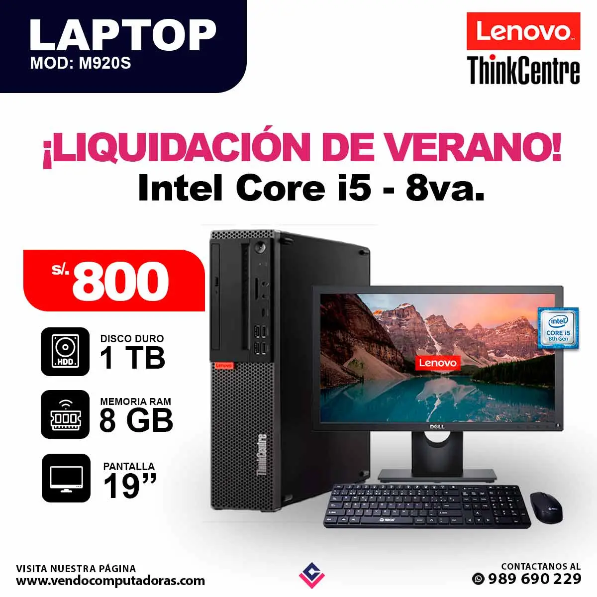 Computadora Lenovo ThinkCentre Core i5 - 8va. Generacion