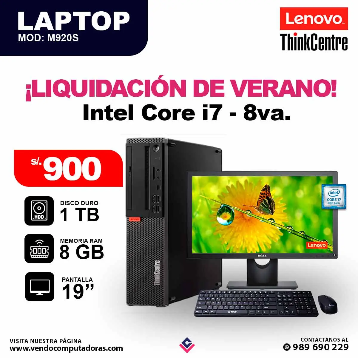 Computadora Lenovo ThinkCentre Core i7 - 8va. Generacion