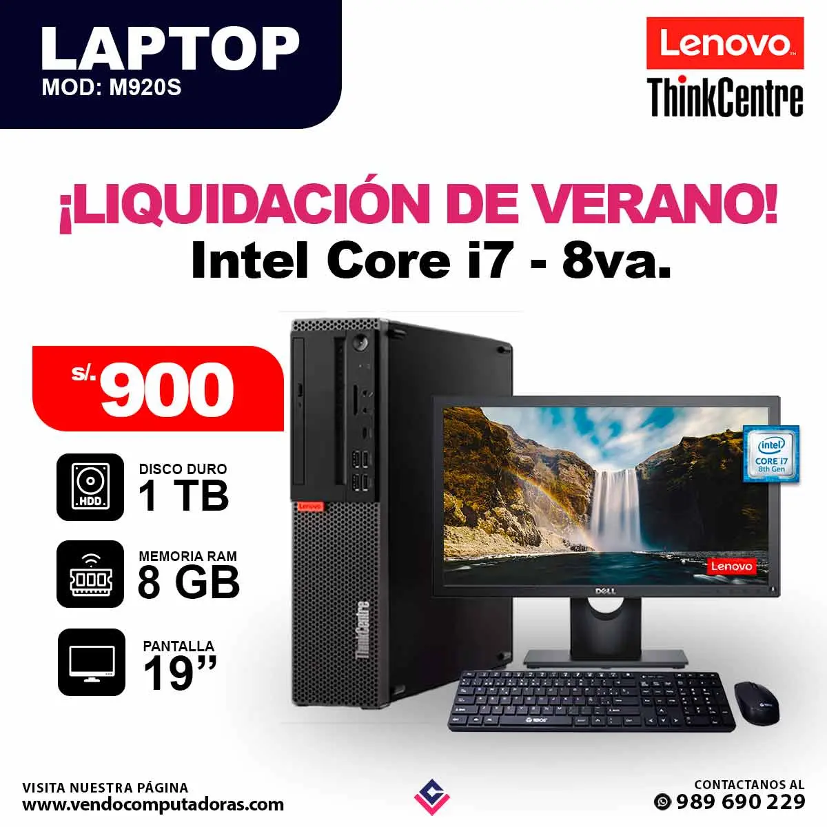 Computadora Lenovo ThinkCentre Core i7 - 8va. Generacion
