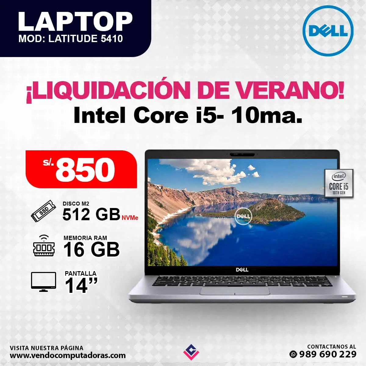 Laptop DELL Intel Core i5 - 10ma. Generacion