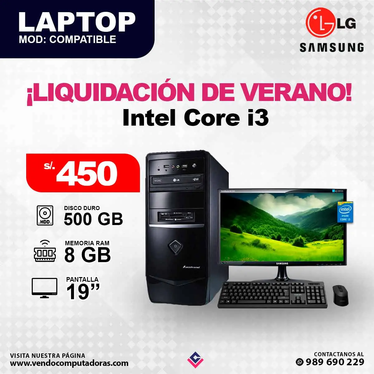 Computadora SAMSUNG LG Intel Core i3