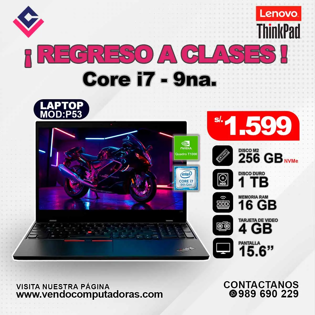 Laptop Lenovo Thinkpad Intel Core i7 - 9na
