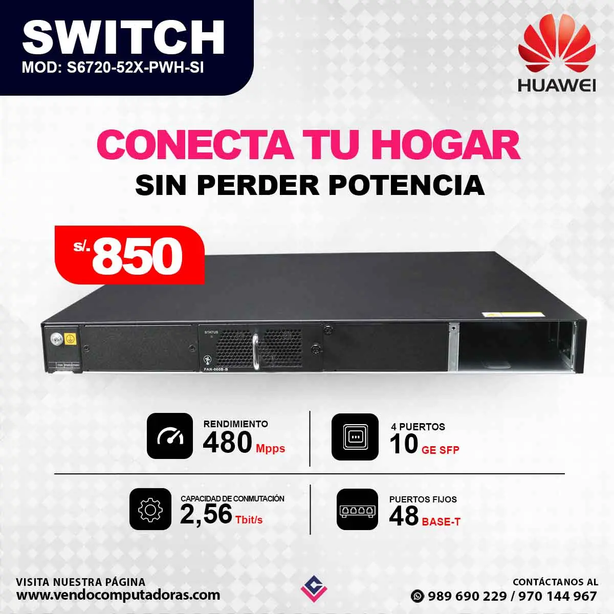 Switch Huawei S6720-52X-PWH-SI