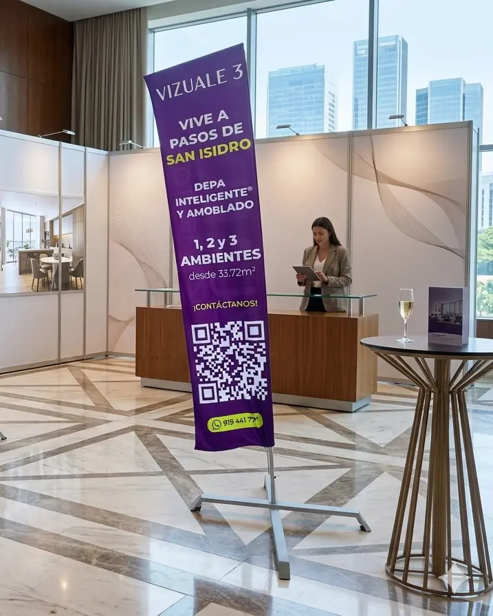 Banderola publicitaria rectangular para eventos y promocione