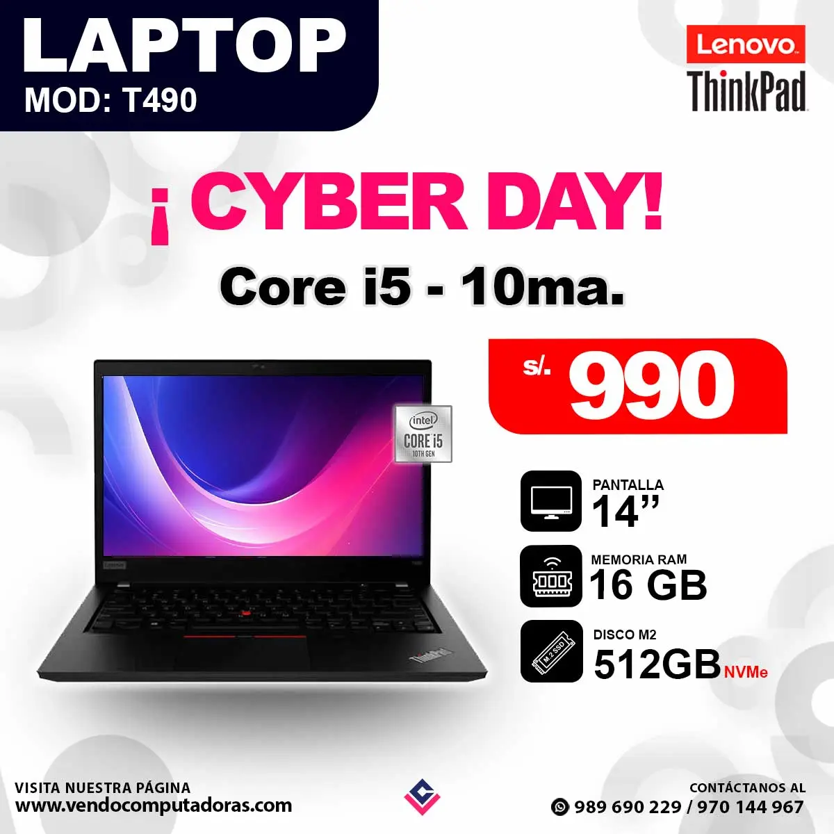 laptop LENOVO THINKPAD T490
