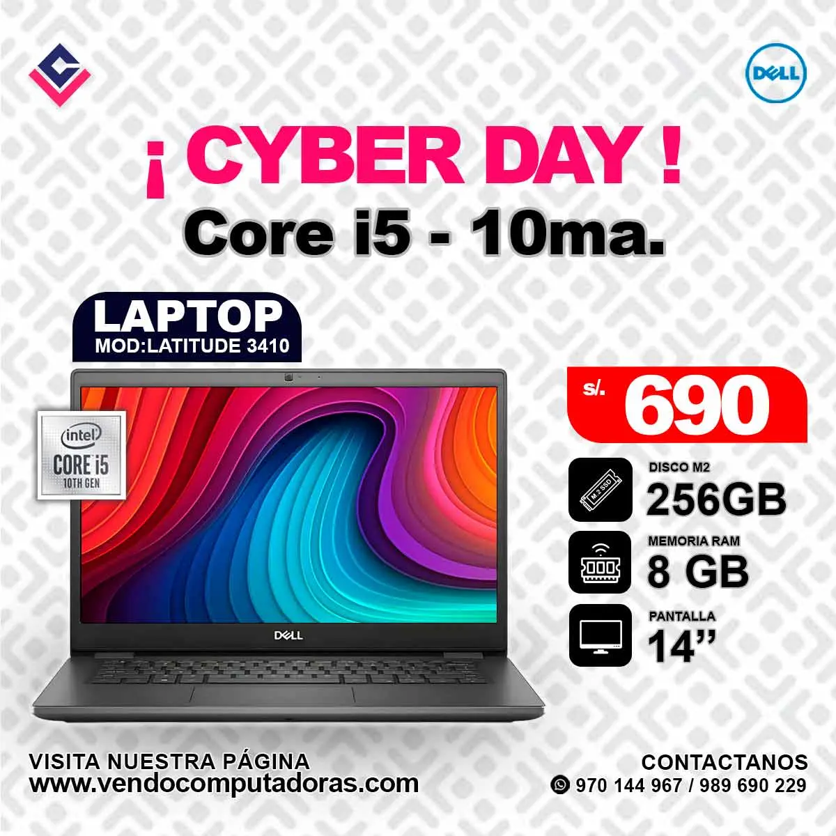 Laptop DELL Intel Core i5 - 10ma. latitude3410