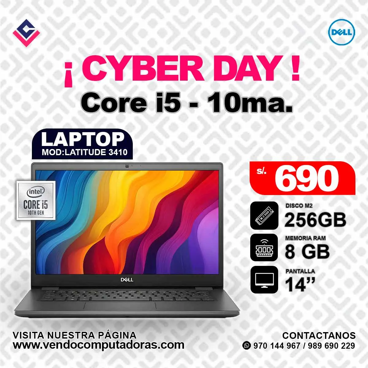 Laptop DELL Intel Core i5 - 10ma. latitude3410