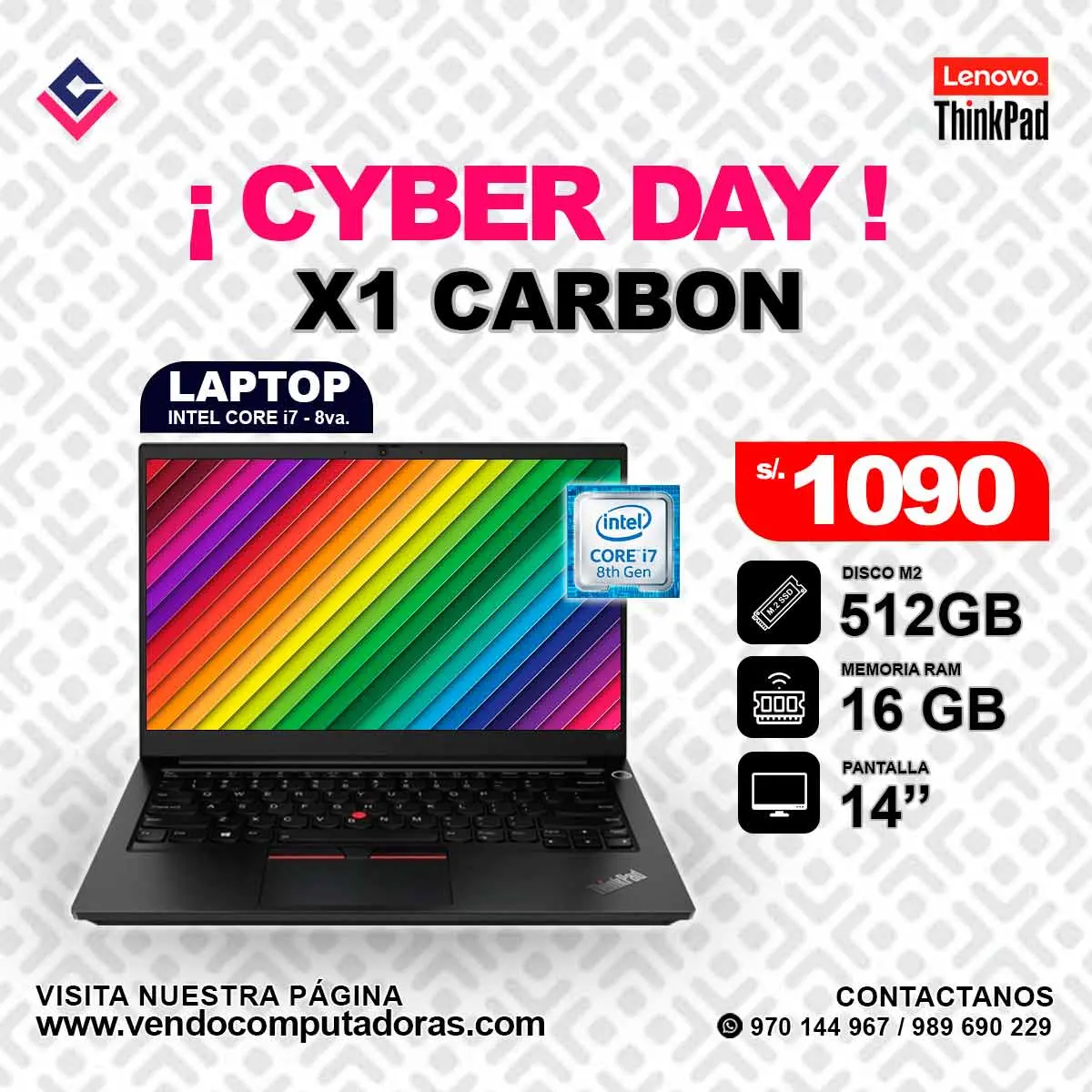 Laptop Lenovo Thinkpad Intel Core i7 - 8va.