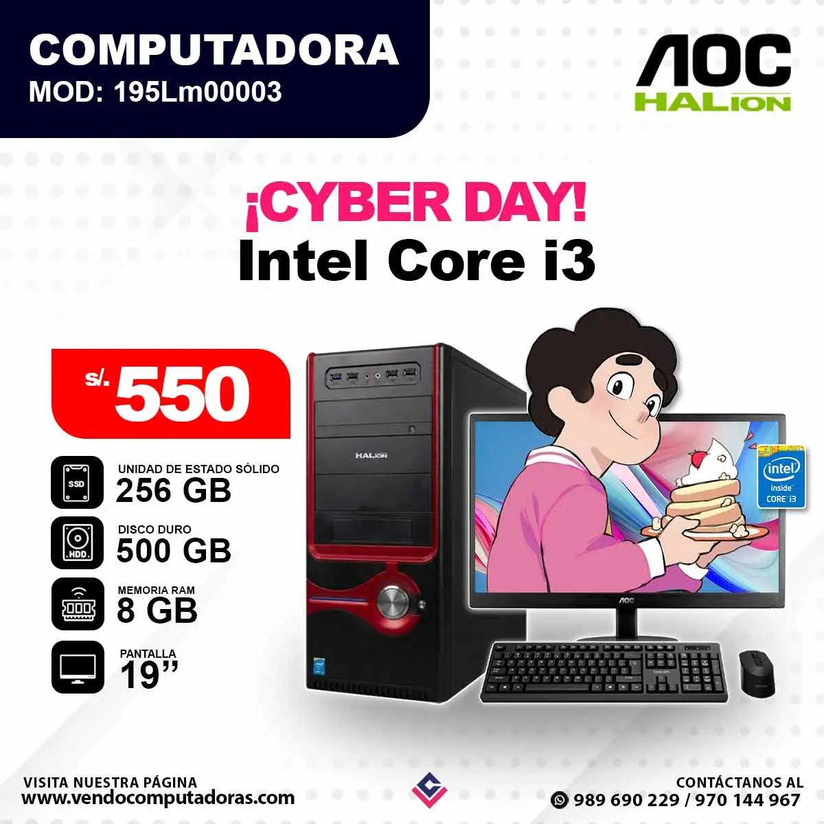 Computadora AOC & HALION Intel Core i3
