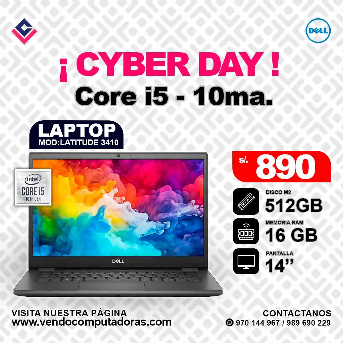 Laptop DELL Intel Core i5 - 10ma. latitude3410