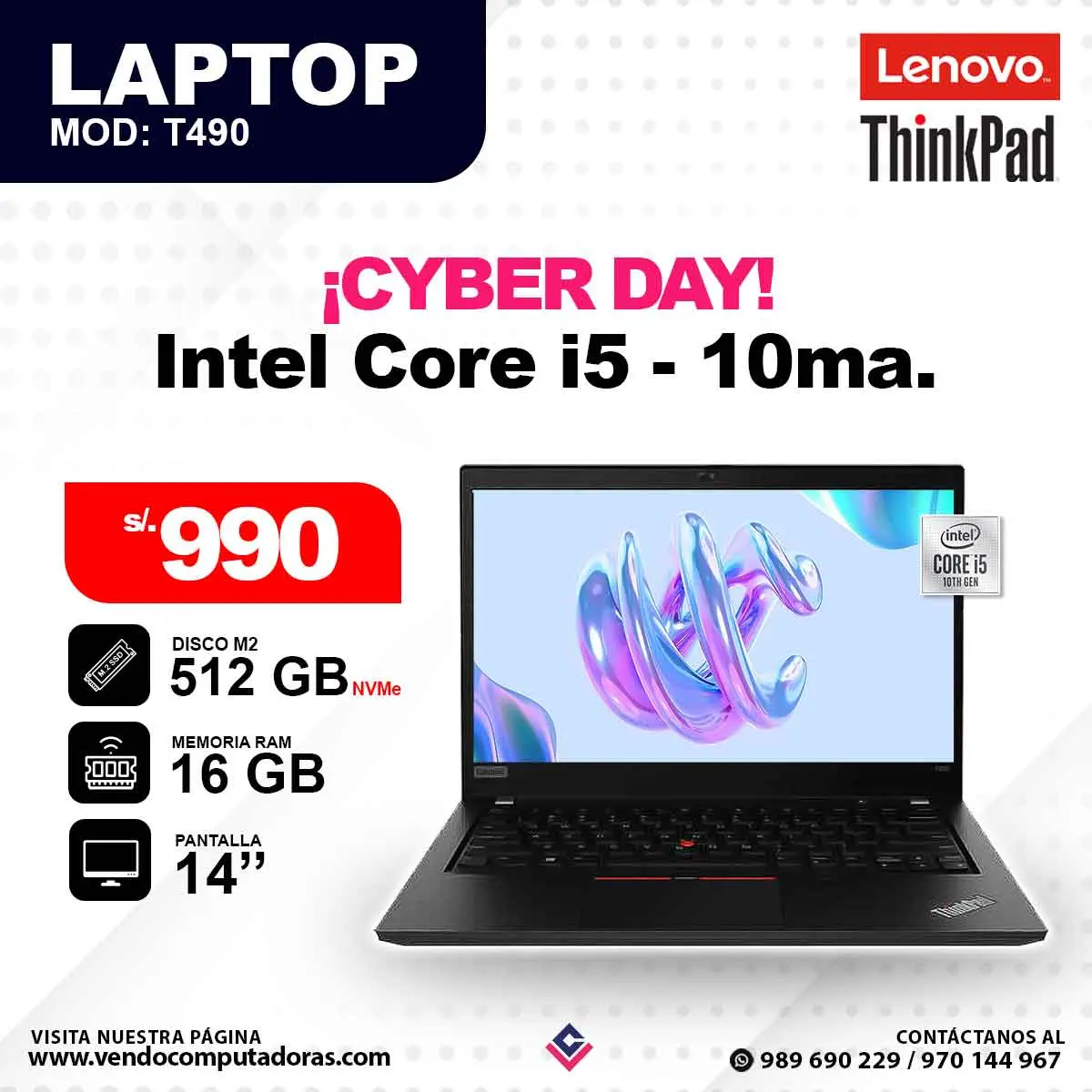 Laptop LENOVO THINKPAD Intel Core i5 - 10ma.