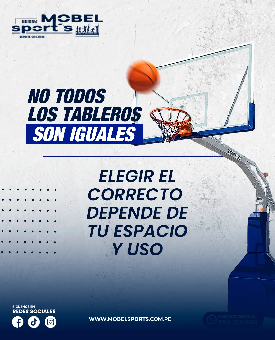 Tablero con aro de basquet profesional mobel sports