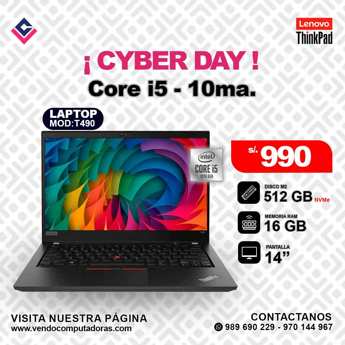 Laptop Lenovo Thinkpad Intel Core i5 - 10ma.