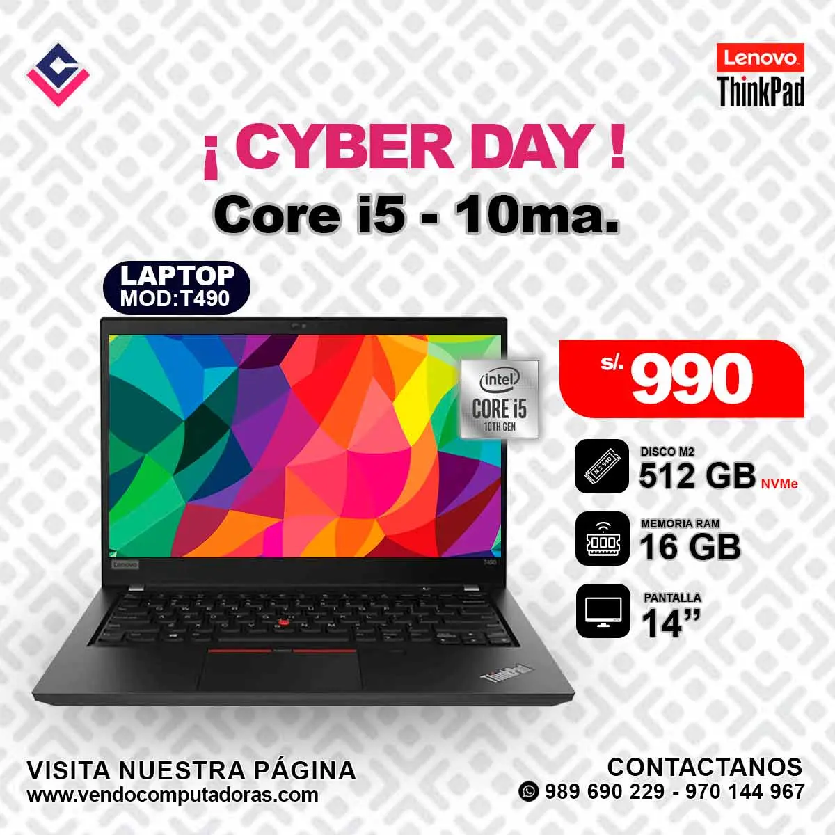 Laptop Lenovo Thinkpad Intel Core i5 - 10ma.