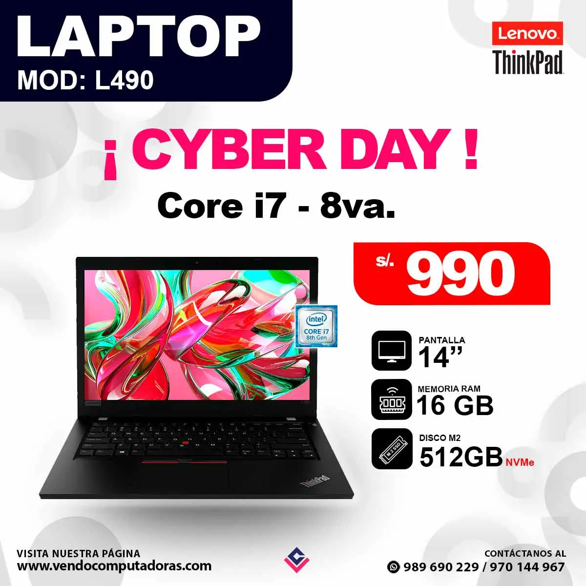 laptop Intel Core i7- 8va 