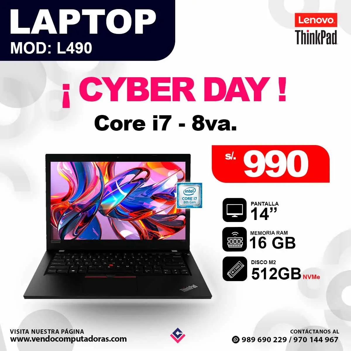 laptop Intel Core i7- 8va 