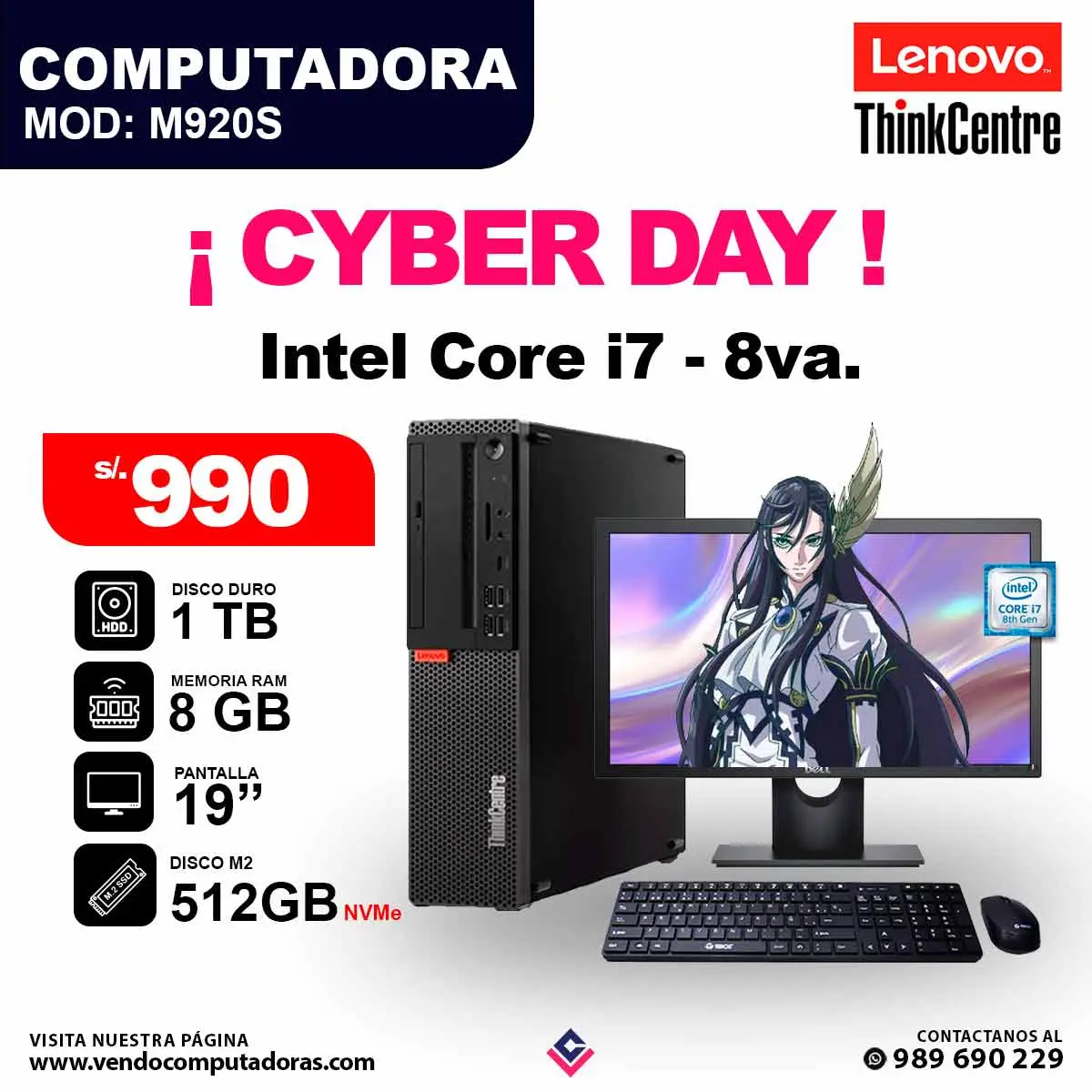 PC LENOVO THINKCENTRE Core i7 - 8va