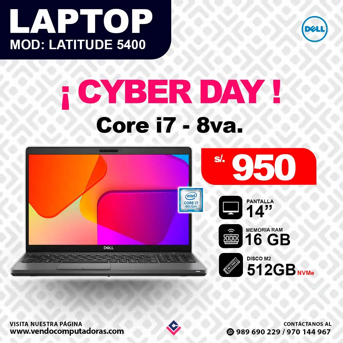 Laptop DELL Intel Core i7 - 8va Latitude 5400