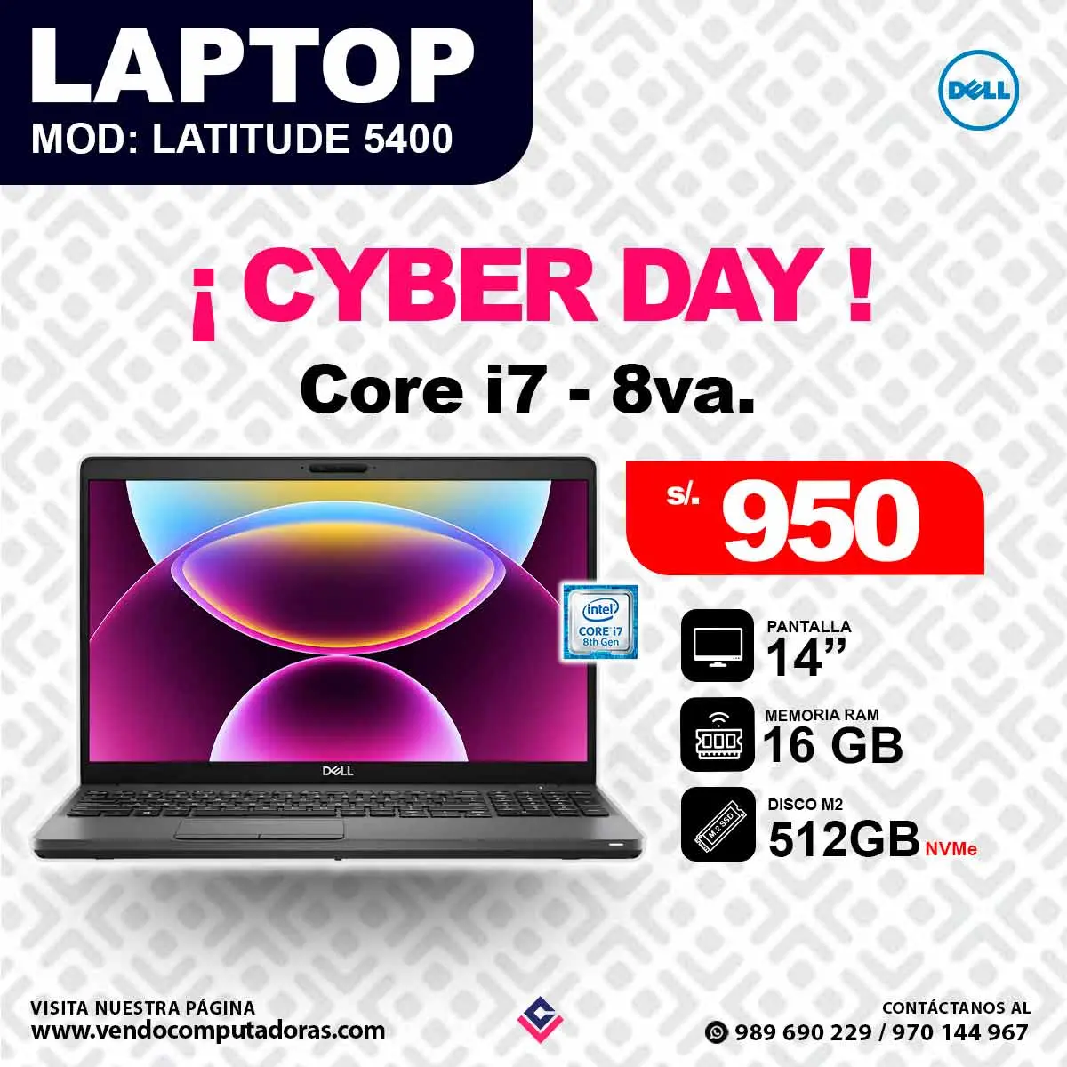 Laptop DELL Intel Core i7 - 8va Latitude 5400