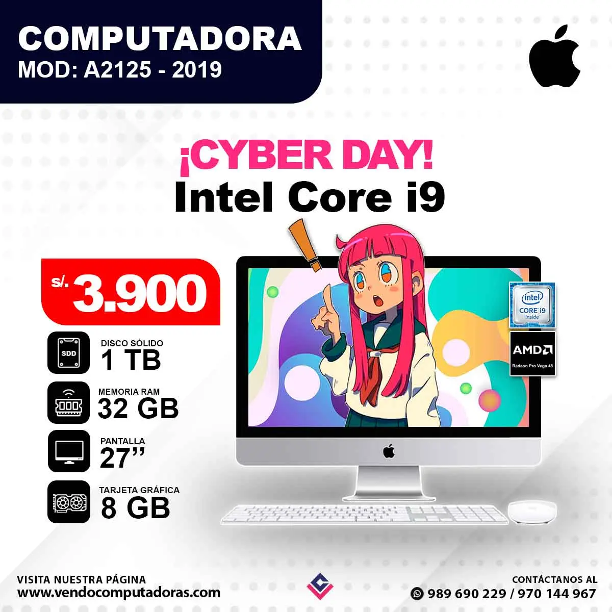Computadora APPLE iMac Intel Core i9 A2125