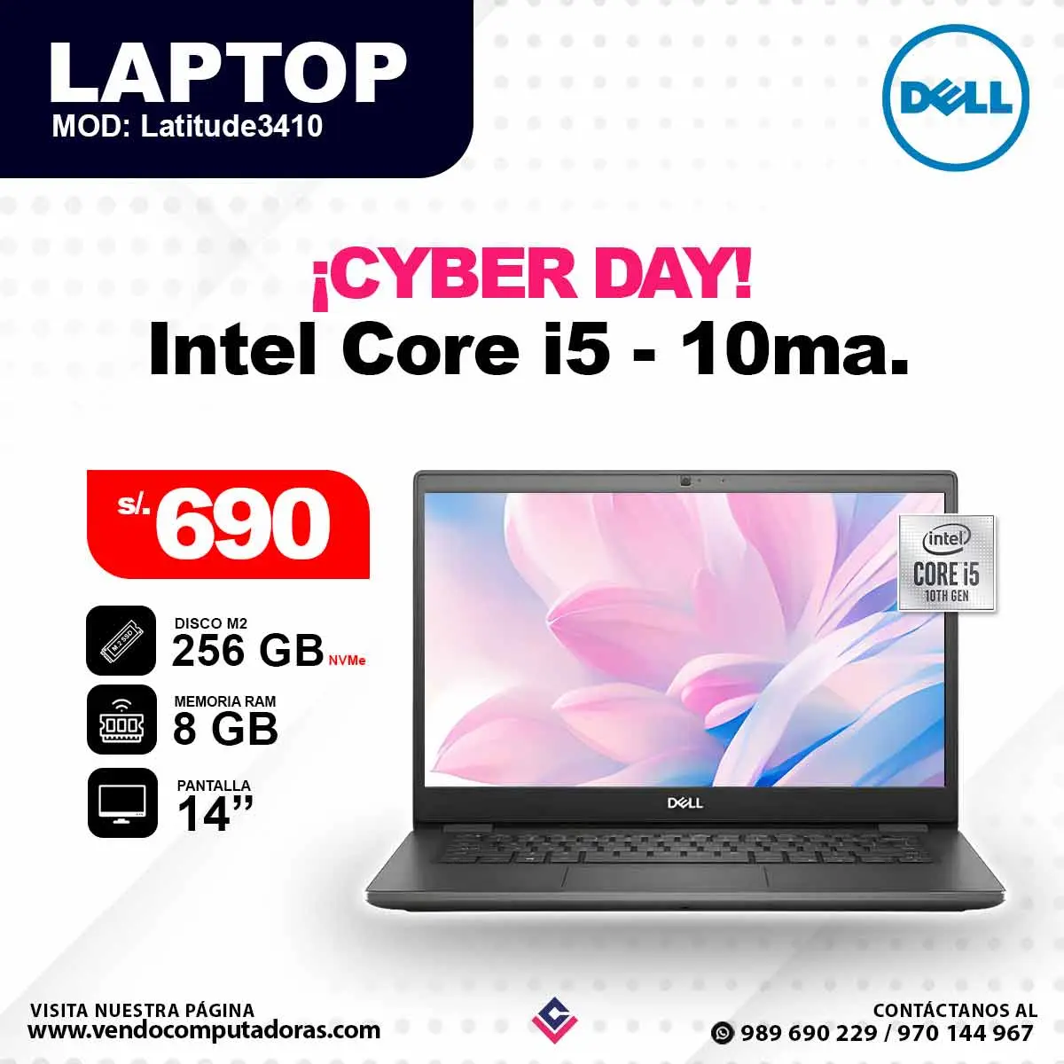 Laptop DELL Intel Core i5 - 10ma. 3410