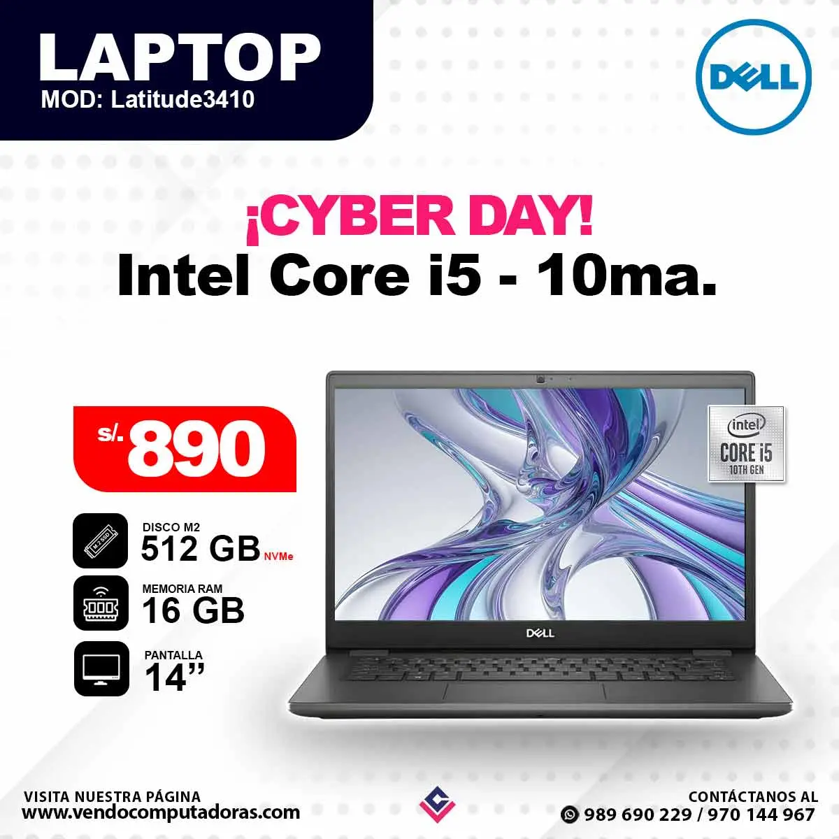 Laptop DELL Core i5 - 10ma. / Latitude3410
