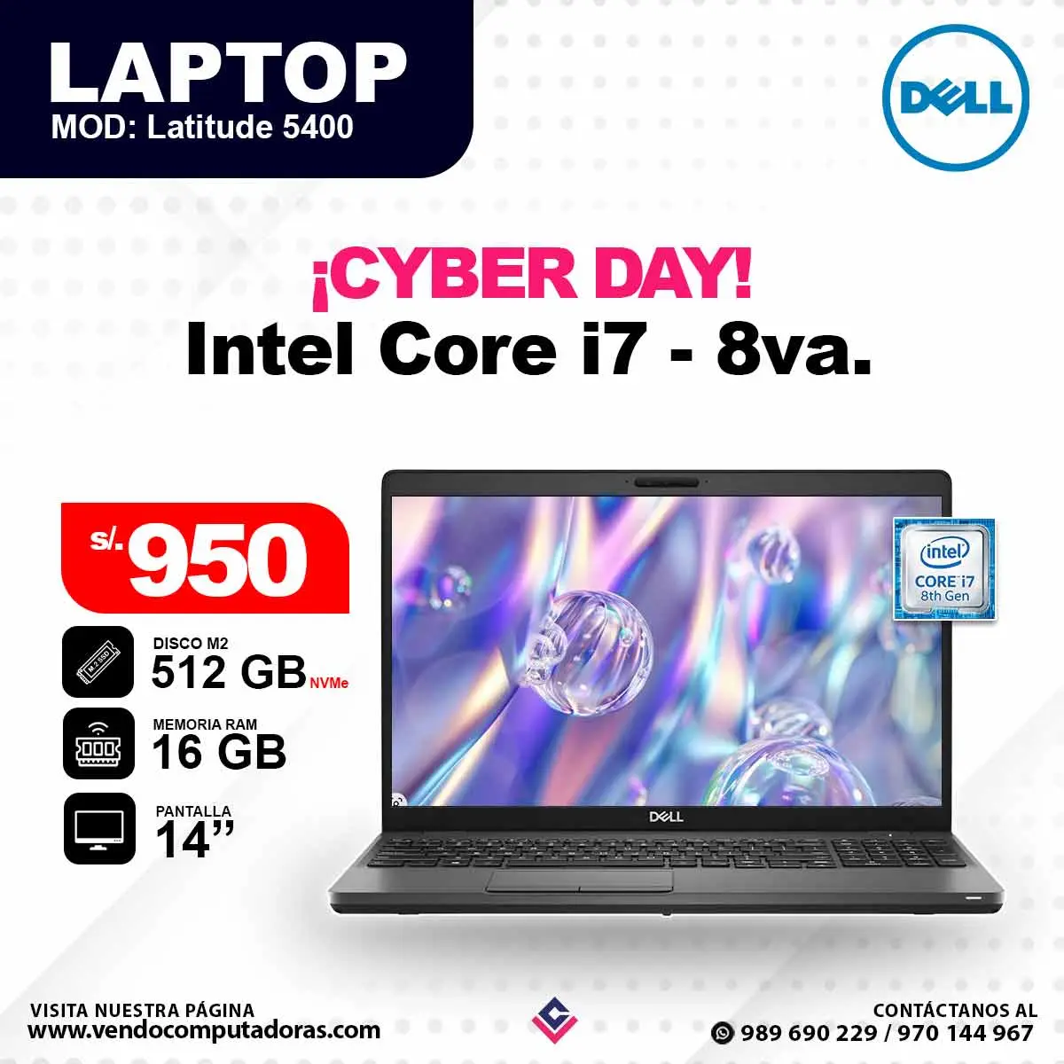 Laptop DELL Core i7 - 8va. Latitude5400