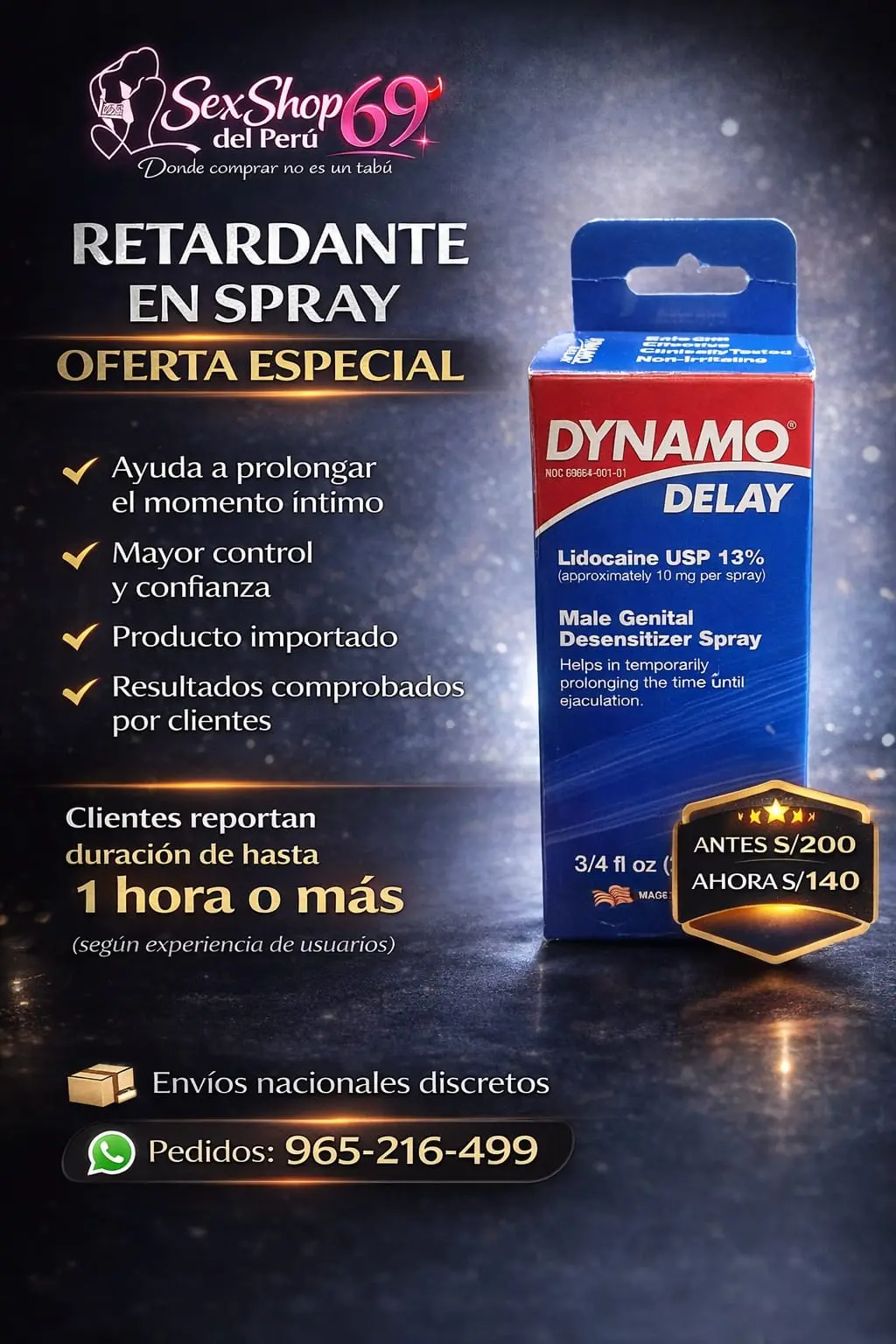 Spray retardante masculino Retardante sexual Perú965216499