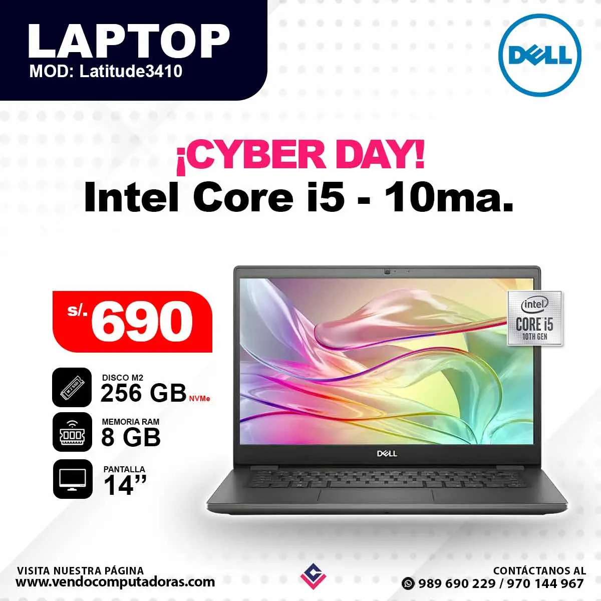 Laptop Core i5 - 10ma. Gen Latitude 3410
