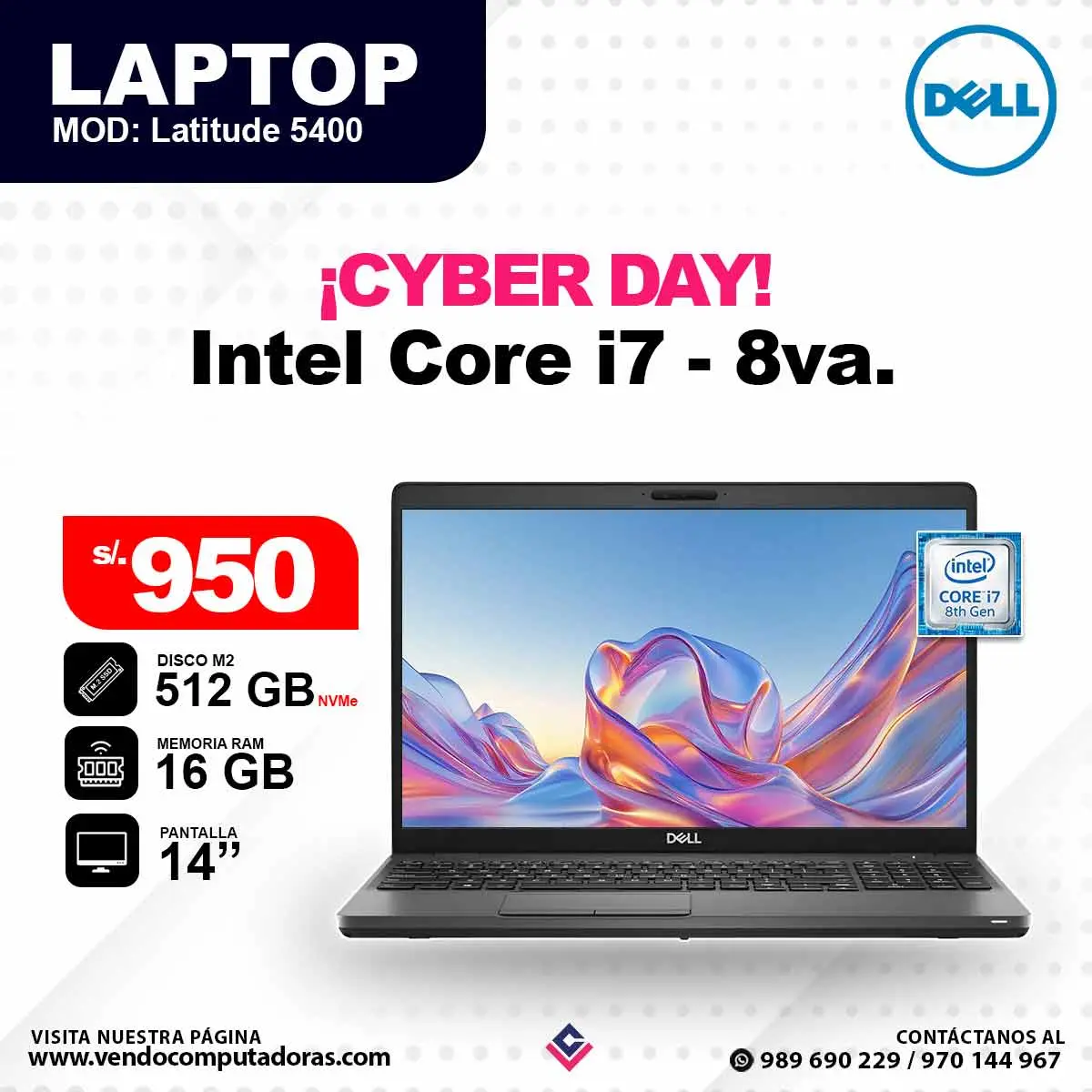 Laptop DELL core i7 - 8va 5400