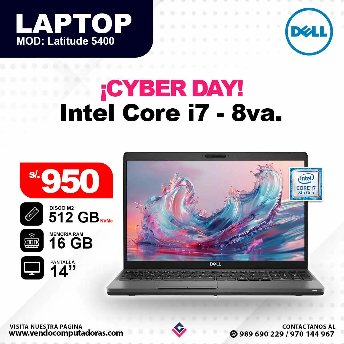 Laptop DELL core i7 - 8va 5400