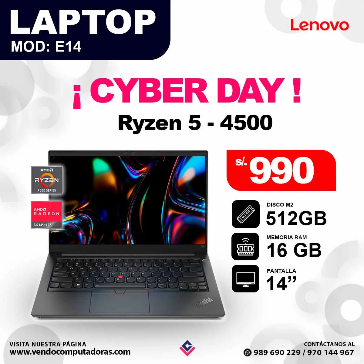 Laptop LENOVO Rayzen 5 4500