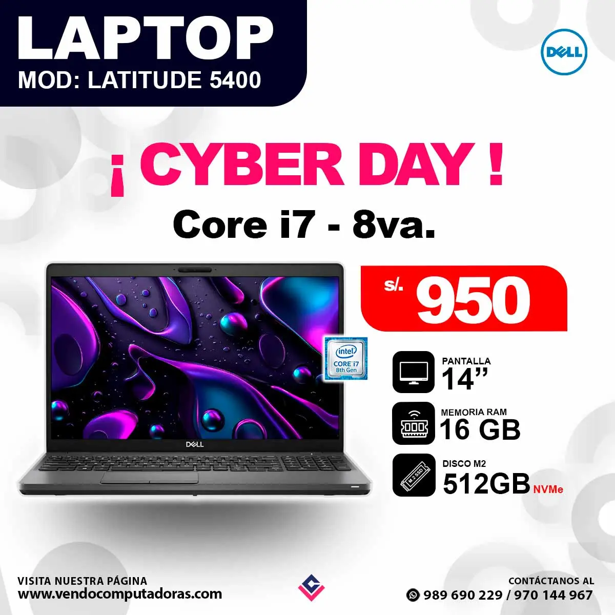 Laptop Dell Intel Core i7 - 8va