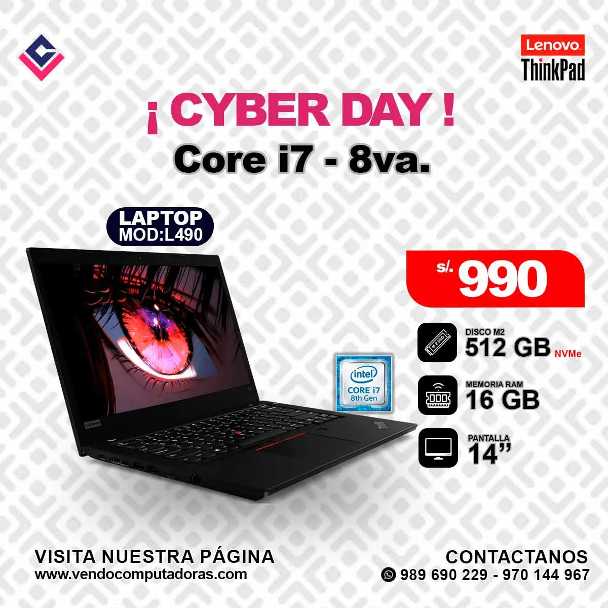 Laptop Lenovo Thinkpad Inetl Core i7 - 8va