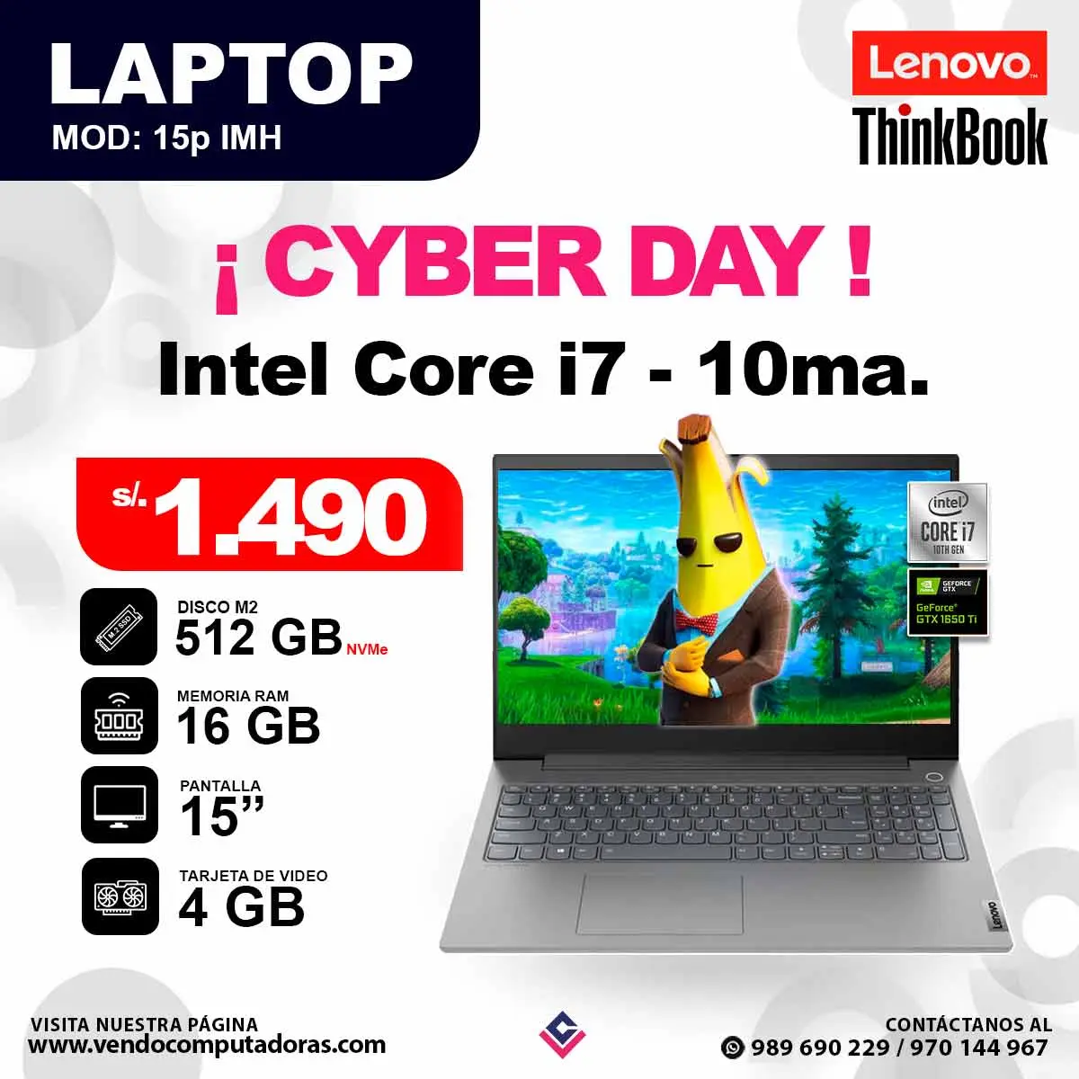 Laptop ThinkBook 15p IMH core i7 - 10ma.