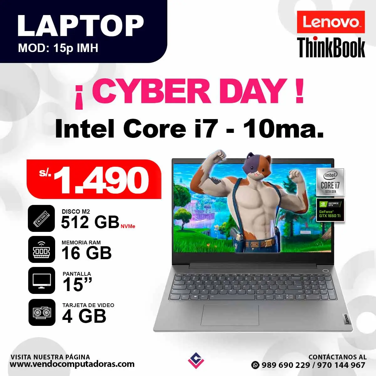 Laptop ThinkBook 15p IMH core i7 - 10ma.