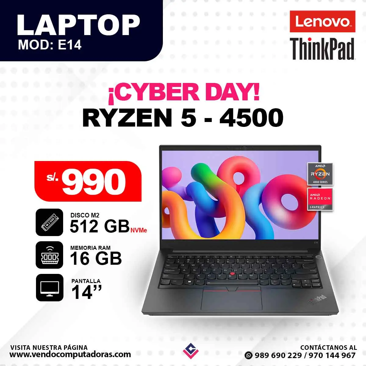 Laptop Ryzen 5 - 4500 E14