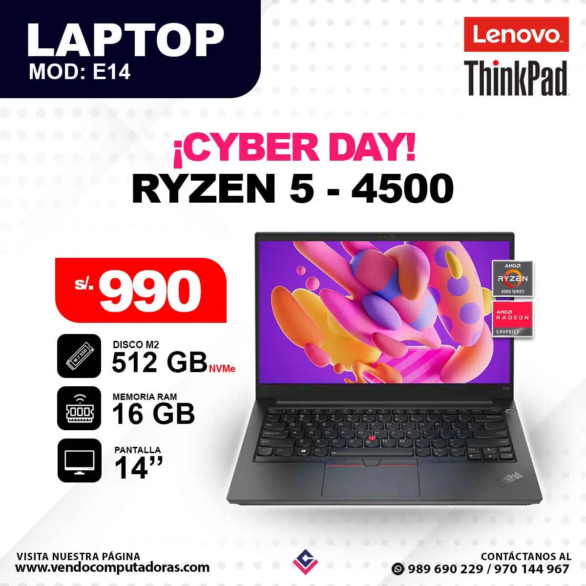 Laptop Ryzen 5 - 4500 E14