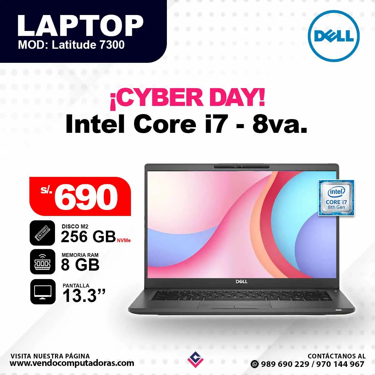 Laptop DELL Core i7 - 8va. Gen
