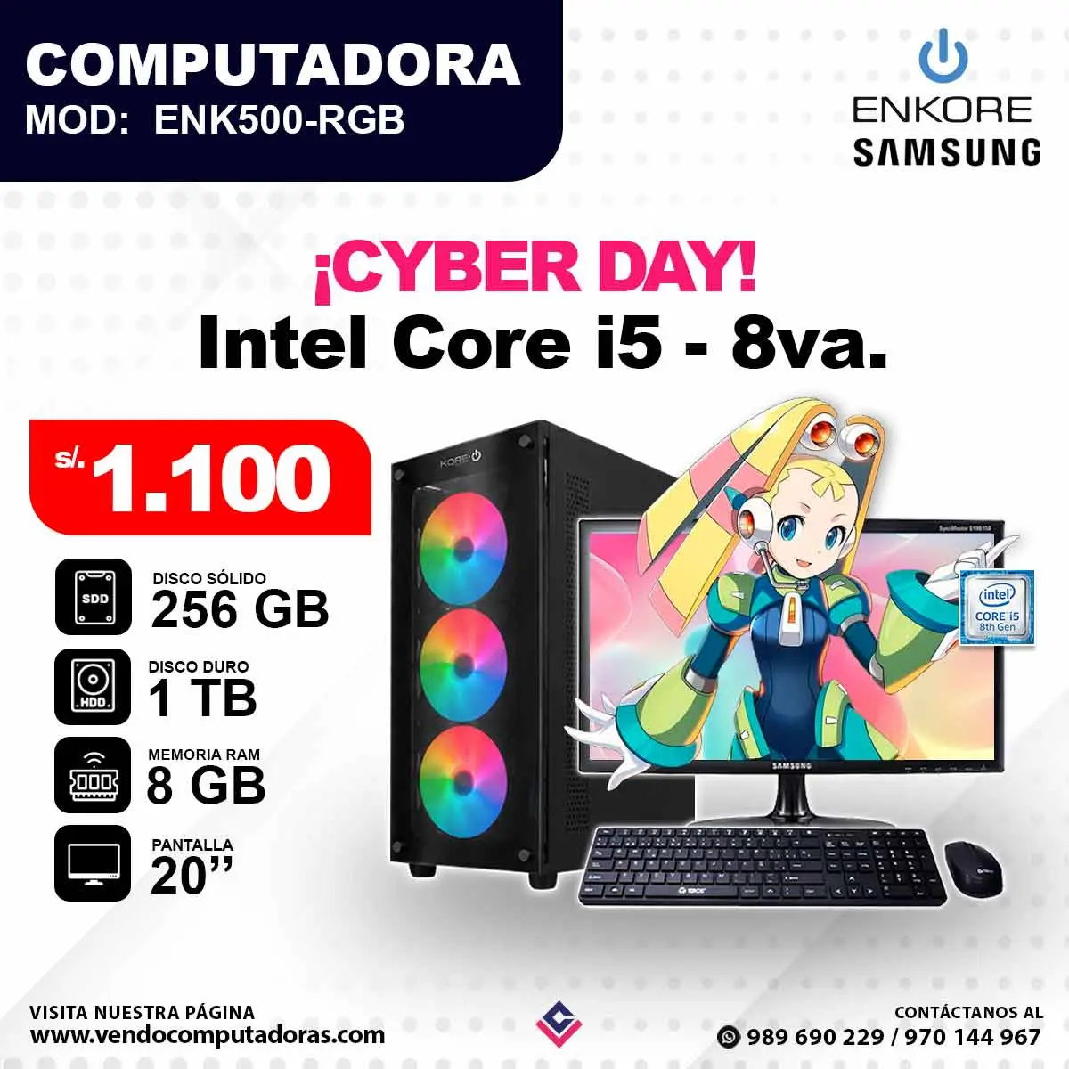 Computadora Intel Core i5 - 8va Gen. ENK500 - RGB