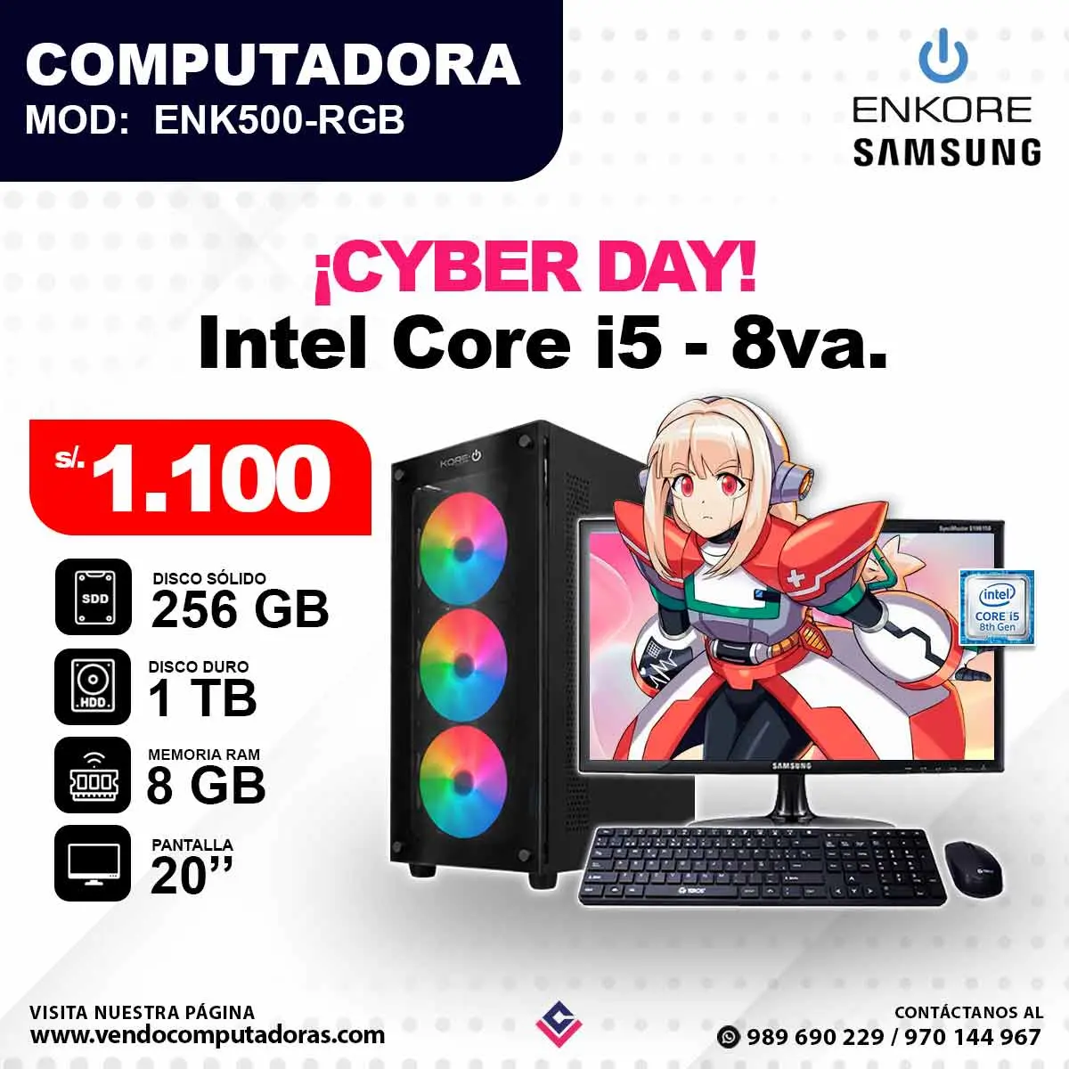 Computadora Intel Core i5 - 8va Gen. ENK500 - RGB