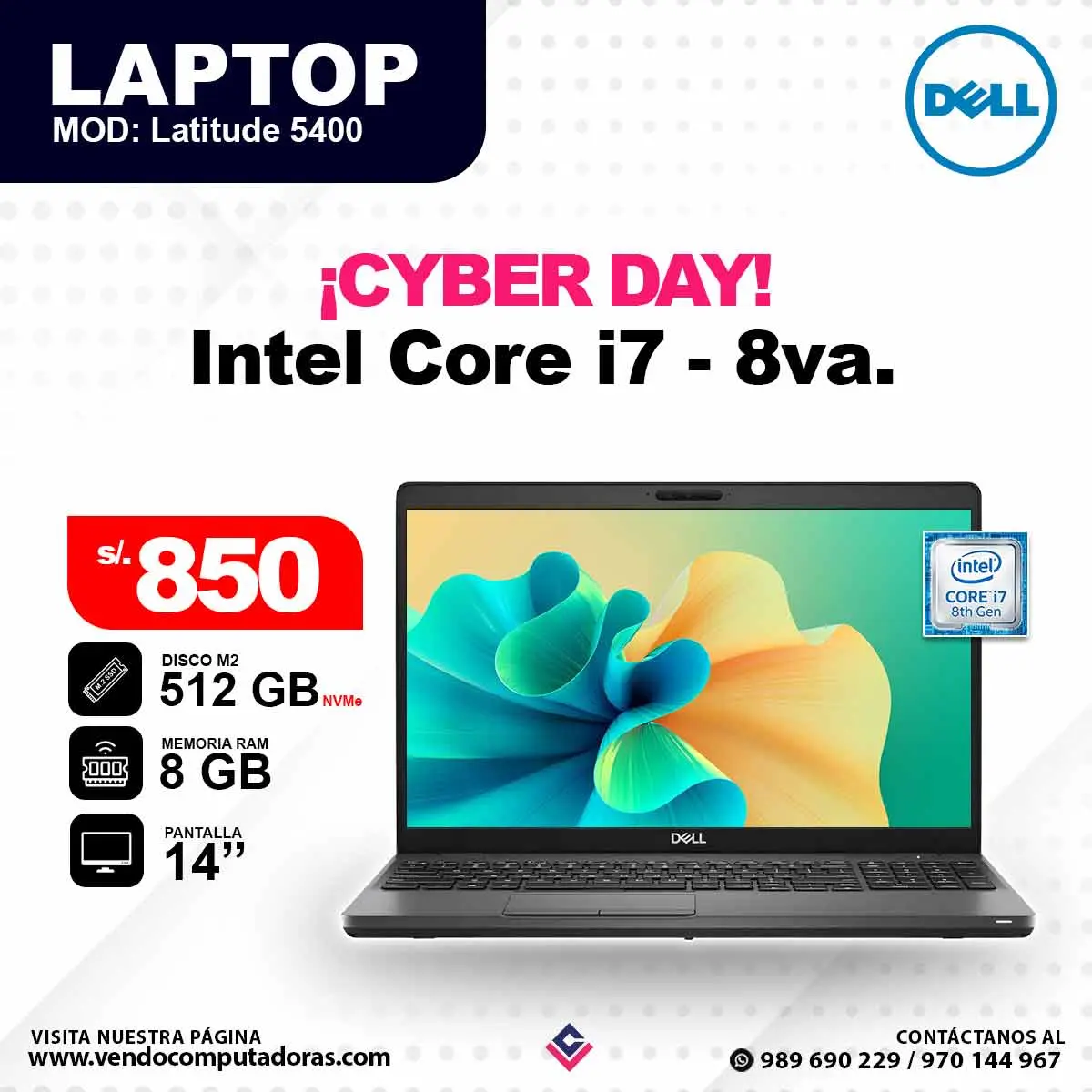 Laptop DELL Intel Core i7 - 8va - Latitude 5400