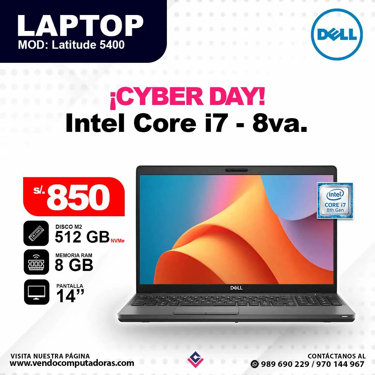 Laptop DELL Intel Core i7 - 8va - Latitude 5400