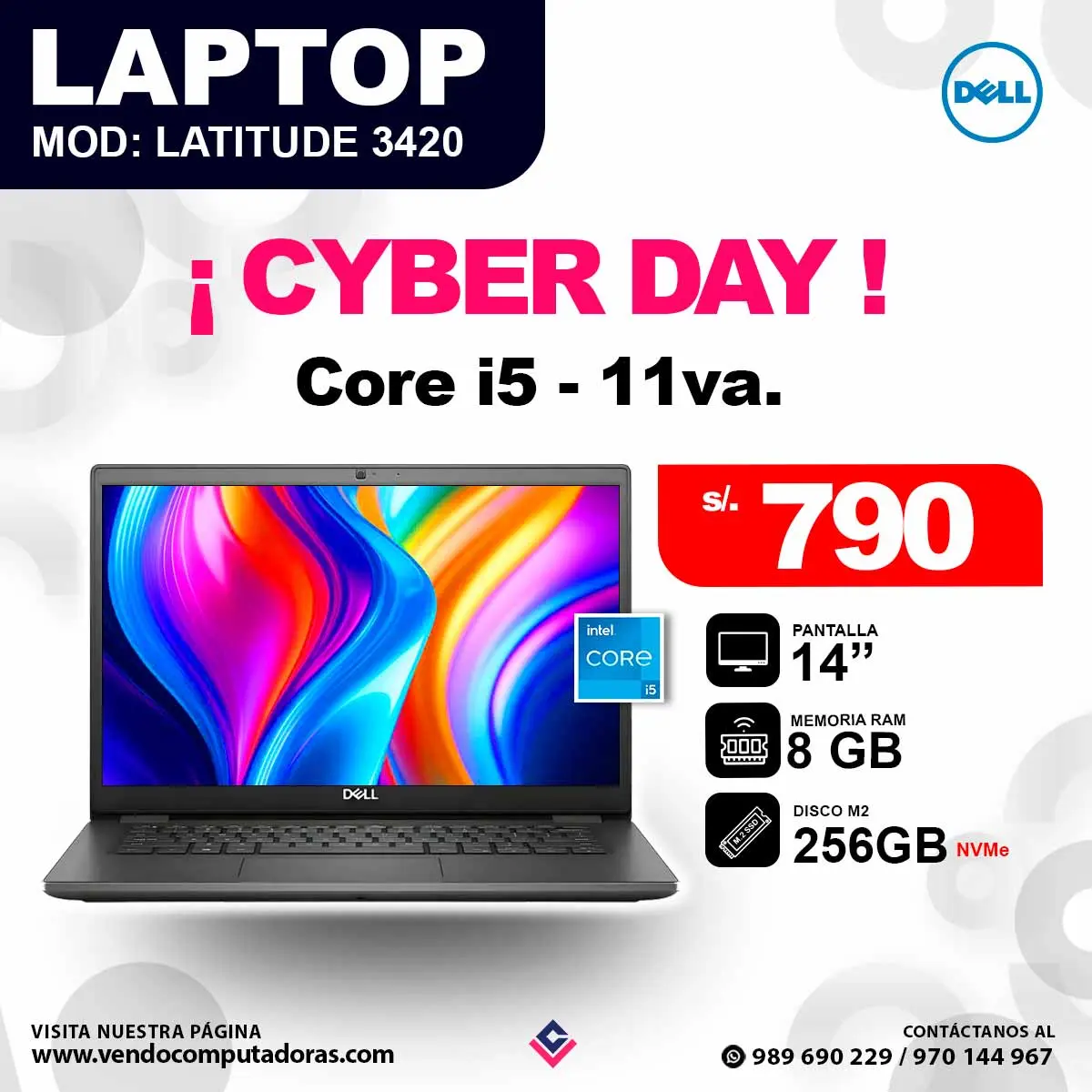 Laptop DELL Latitude 3420 core i5 - 11va.