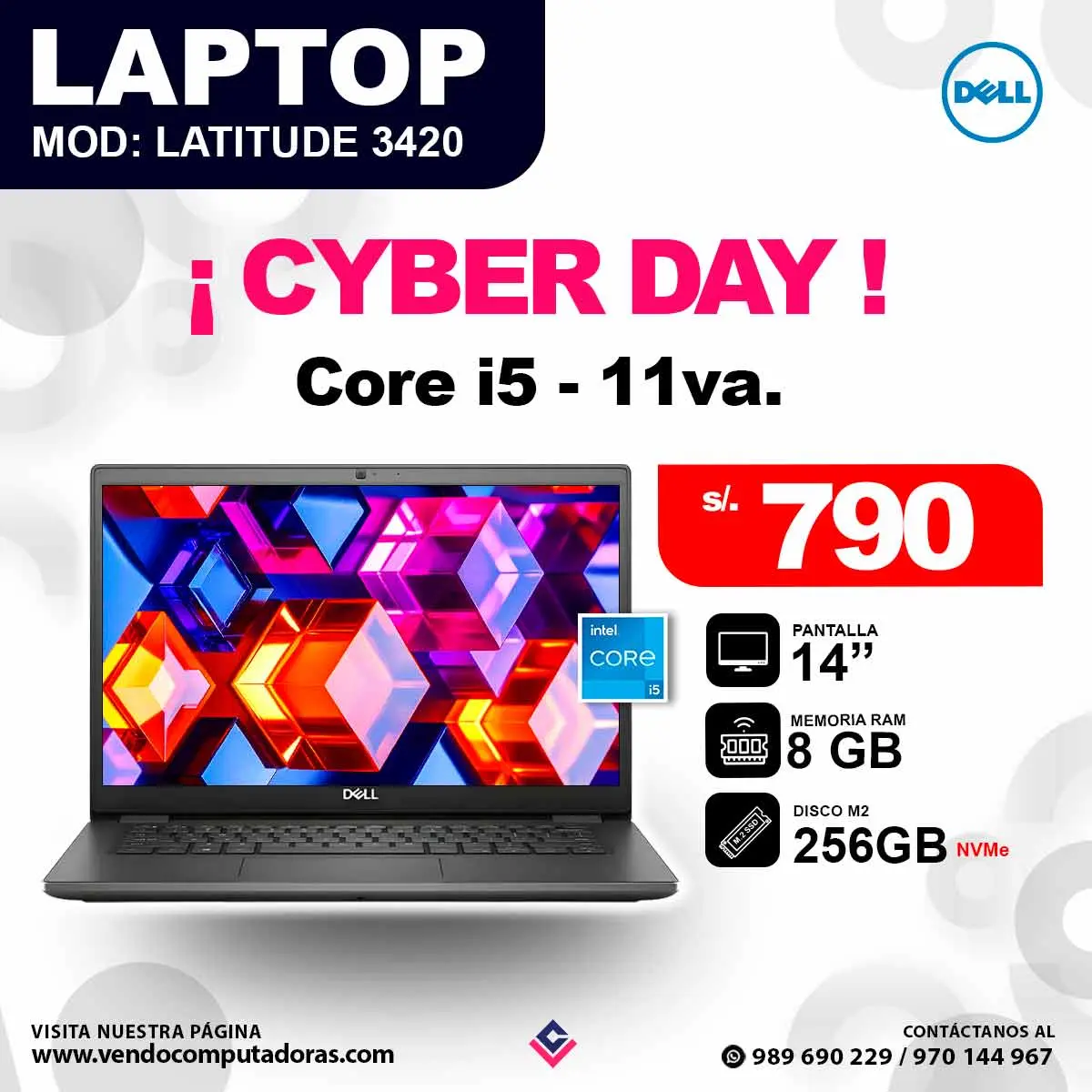 Laptop DELL Latitude 3420 core i5 - 11va.
