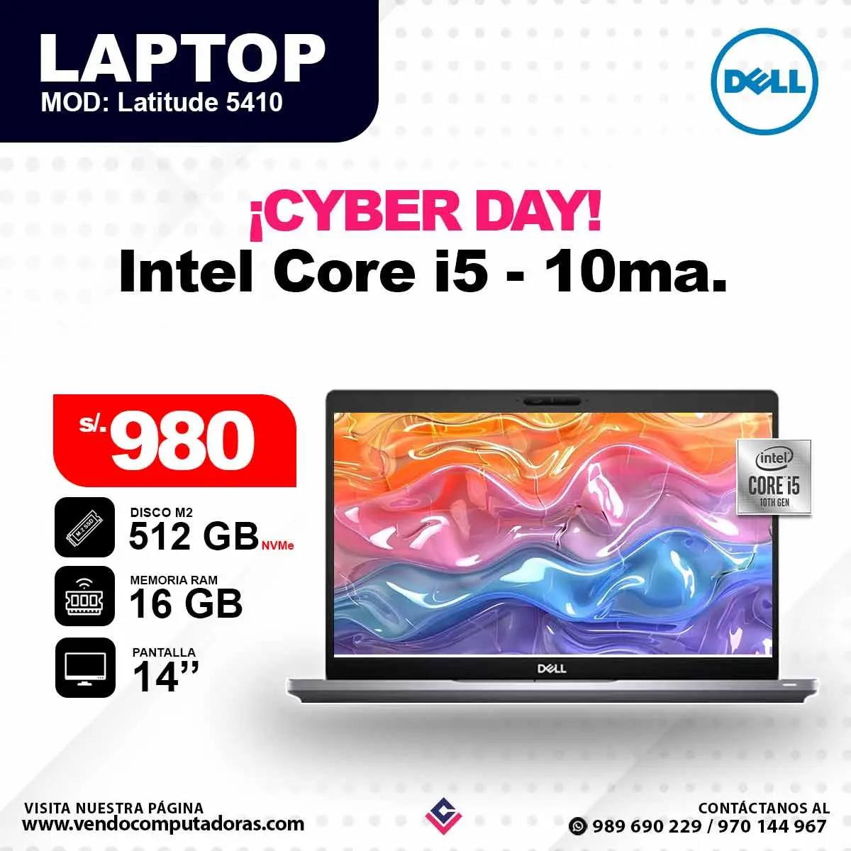 Laptop DELL Intel Core i5 - 10ma. / Latitude5410