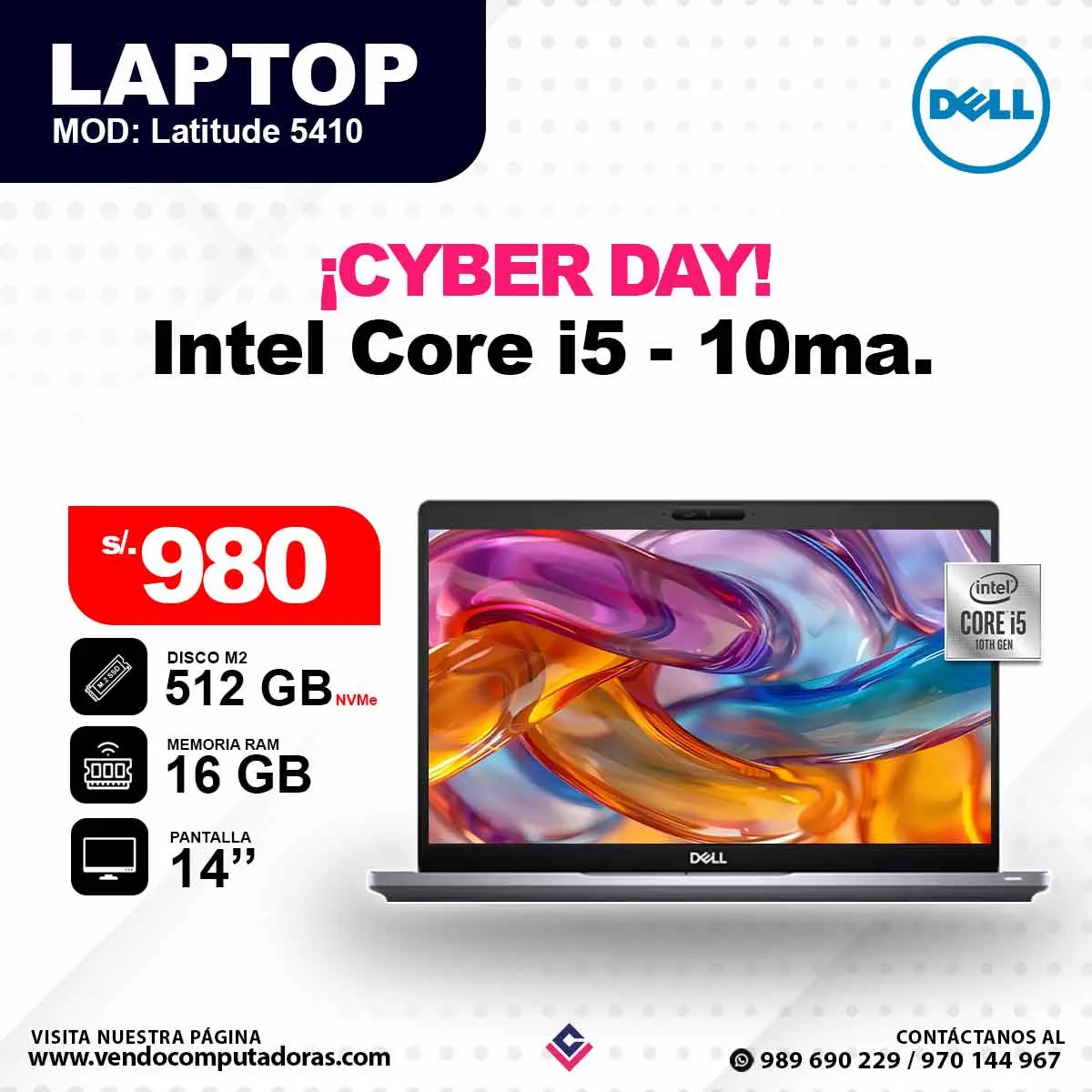 Laptop DELL Intel Core i5 - 10ma. / Latitude5410
