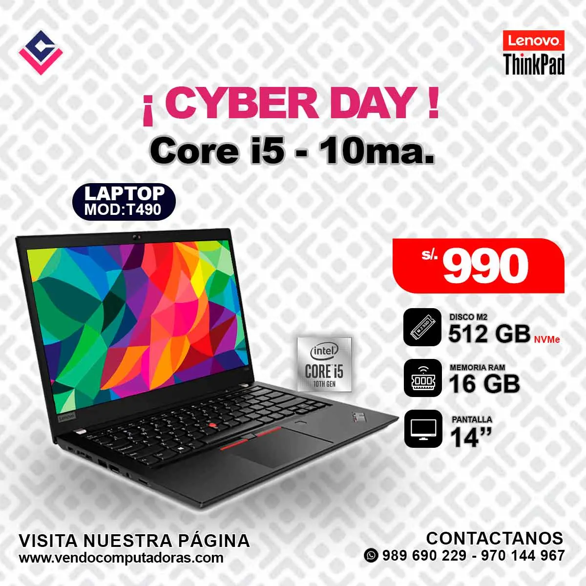 Laptop Lenovo Thinkpad Intel Core i5 - 10ma.