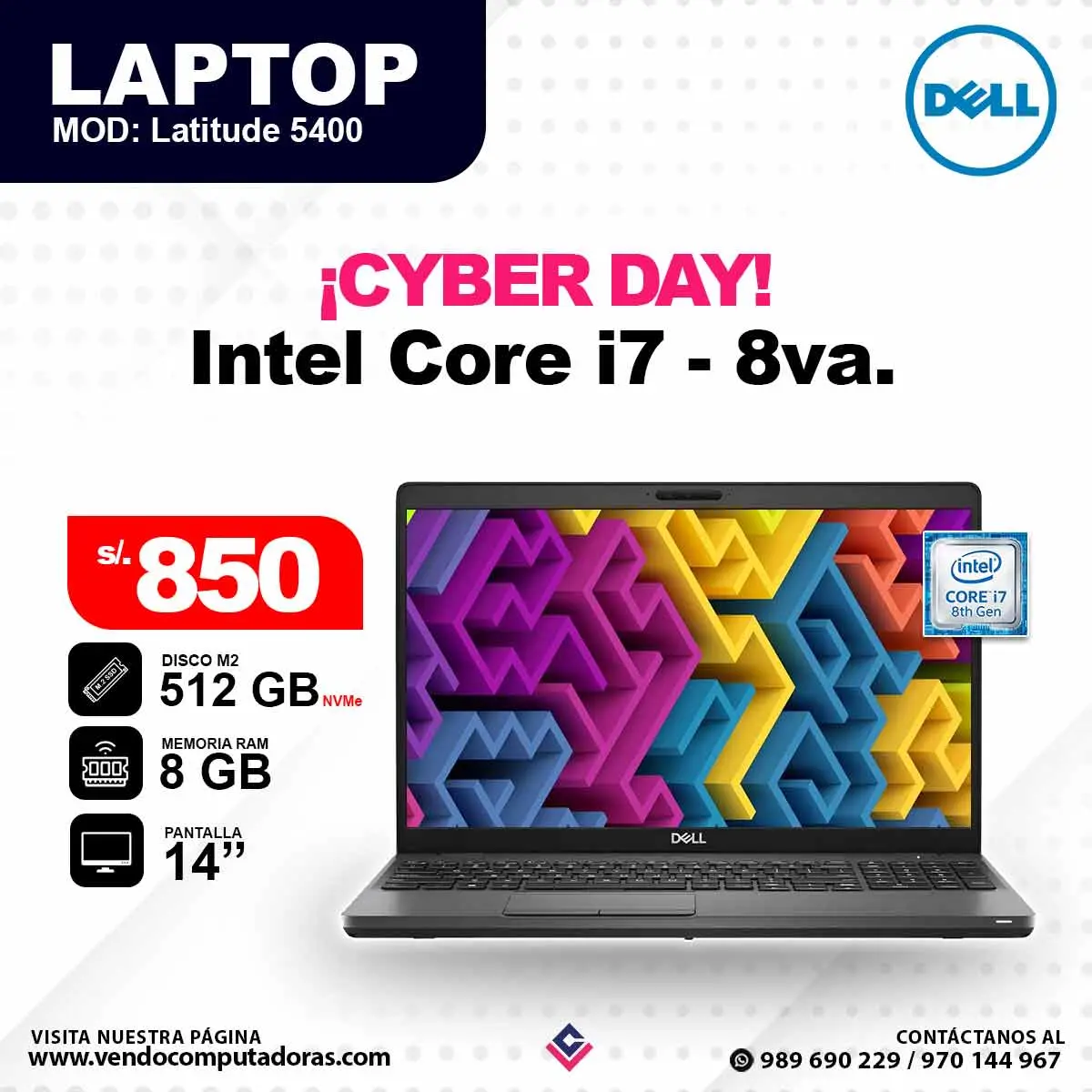 Laptop DELL Intel Core i7 - 8va. Latitude 5400