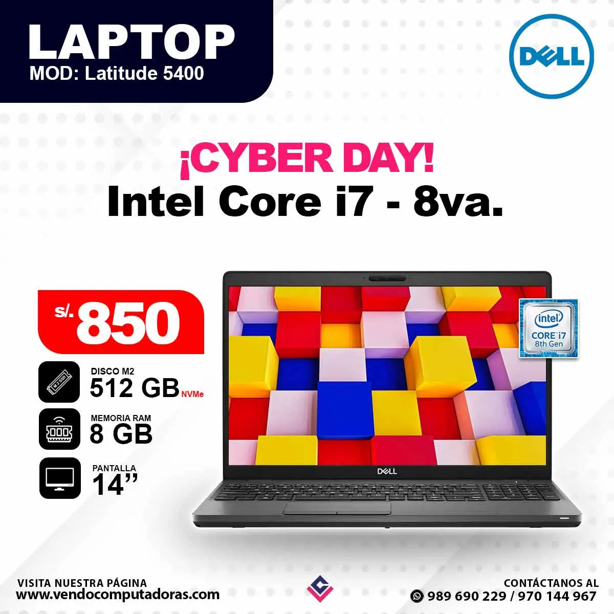 Laptop DELL Intel Core i7 - 8va. Latitude 5400